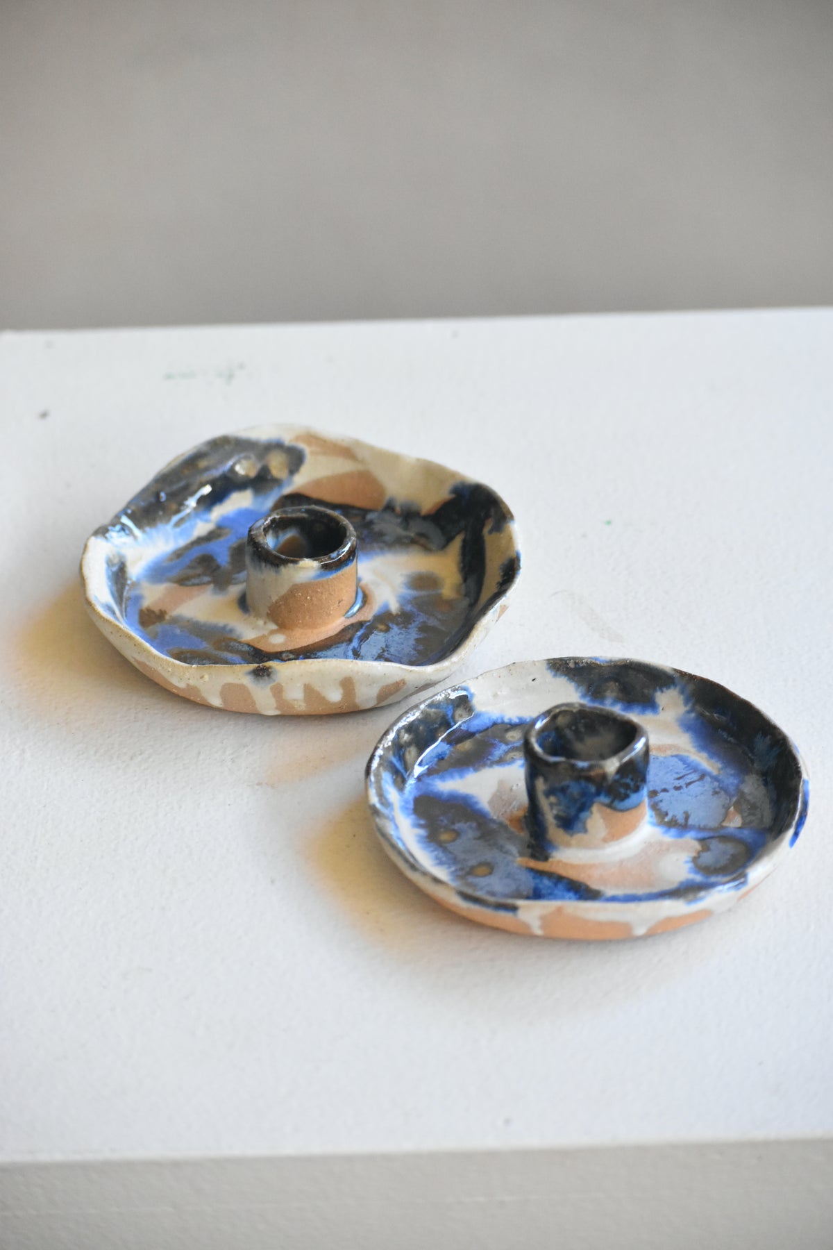 Candle stick holder - Blue Mottle