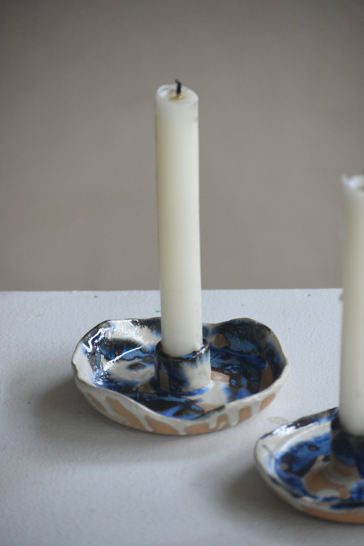 Candle stick holder - Blue Mottle