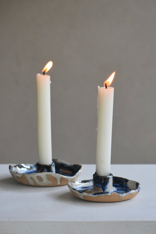 Candle stick holder - Blue Mottle