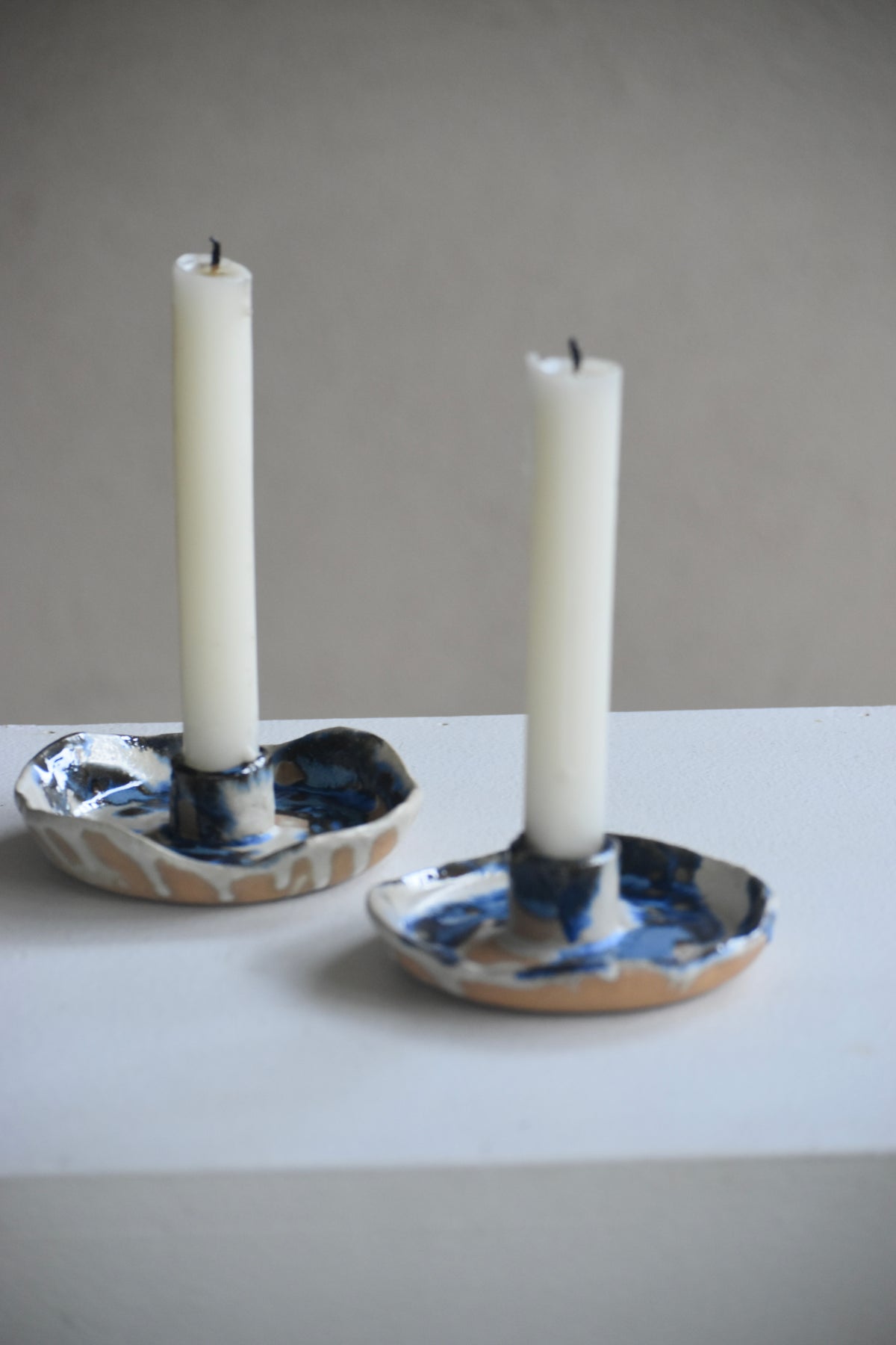 Candle stick holder - Blue Mottle
