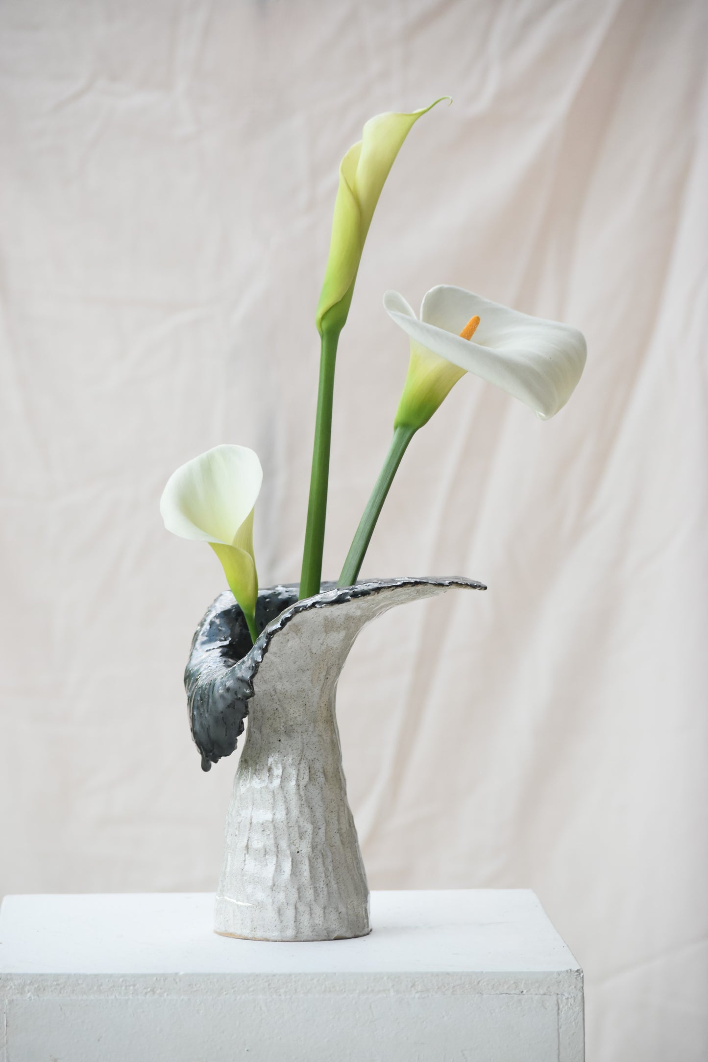 Lily Vase - White & Black