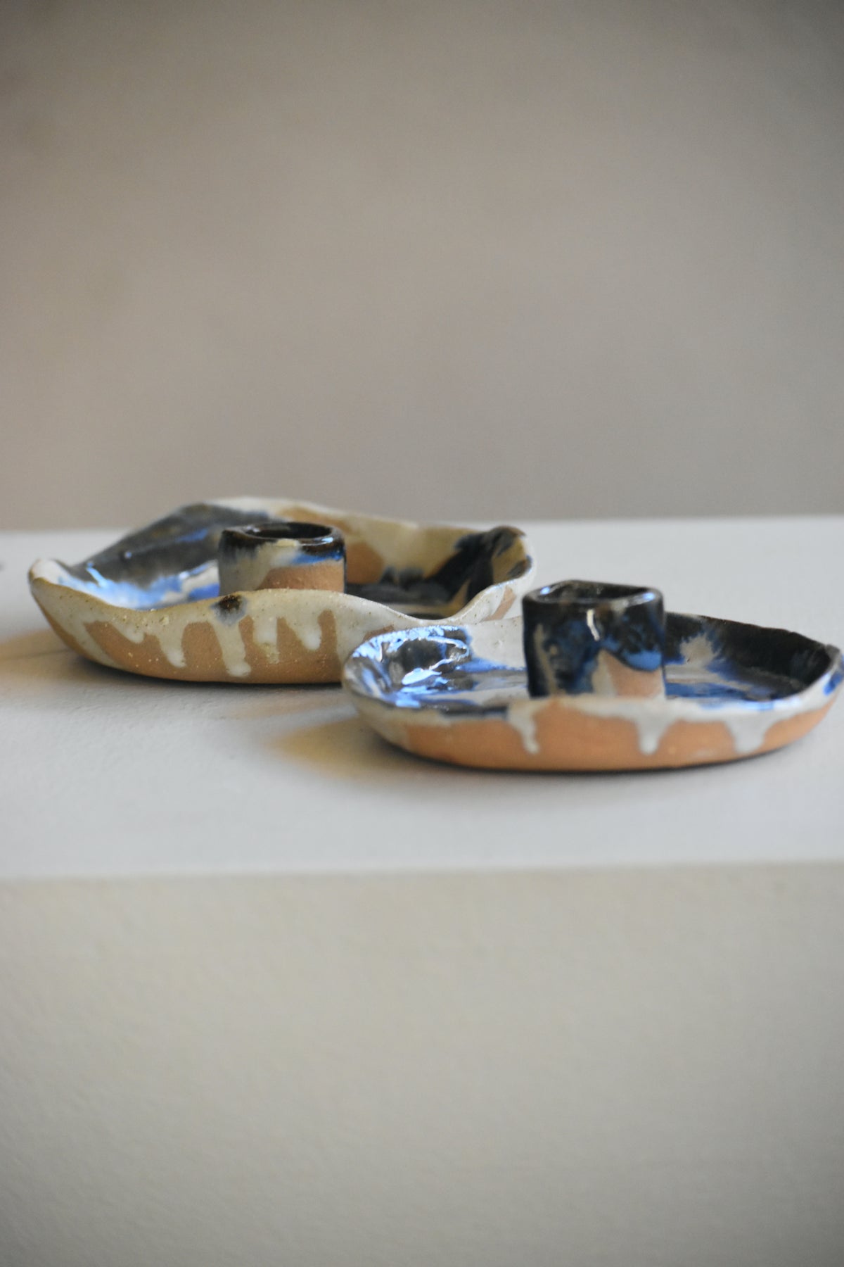 Candle stick holder - Blue Mottle