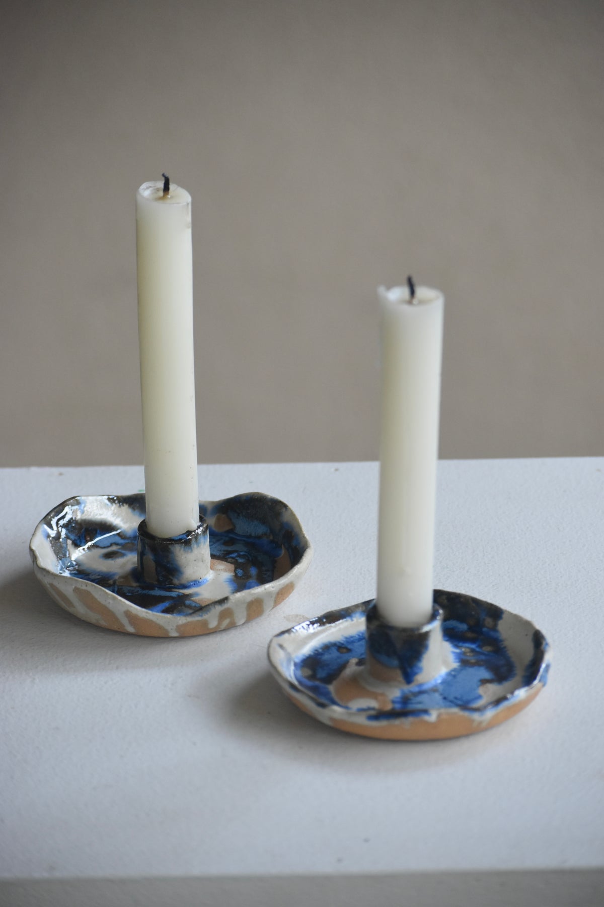 Candle stick holder - Blue Mottle